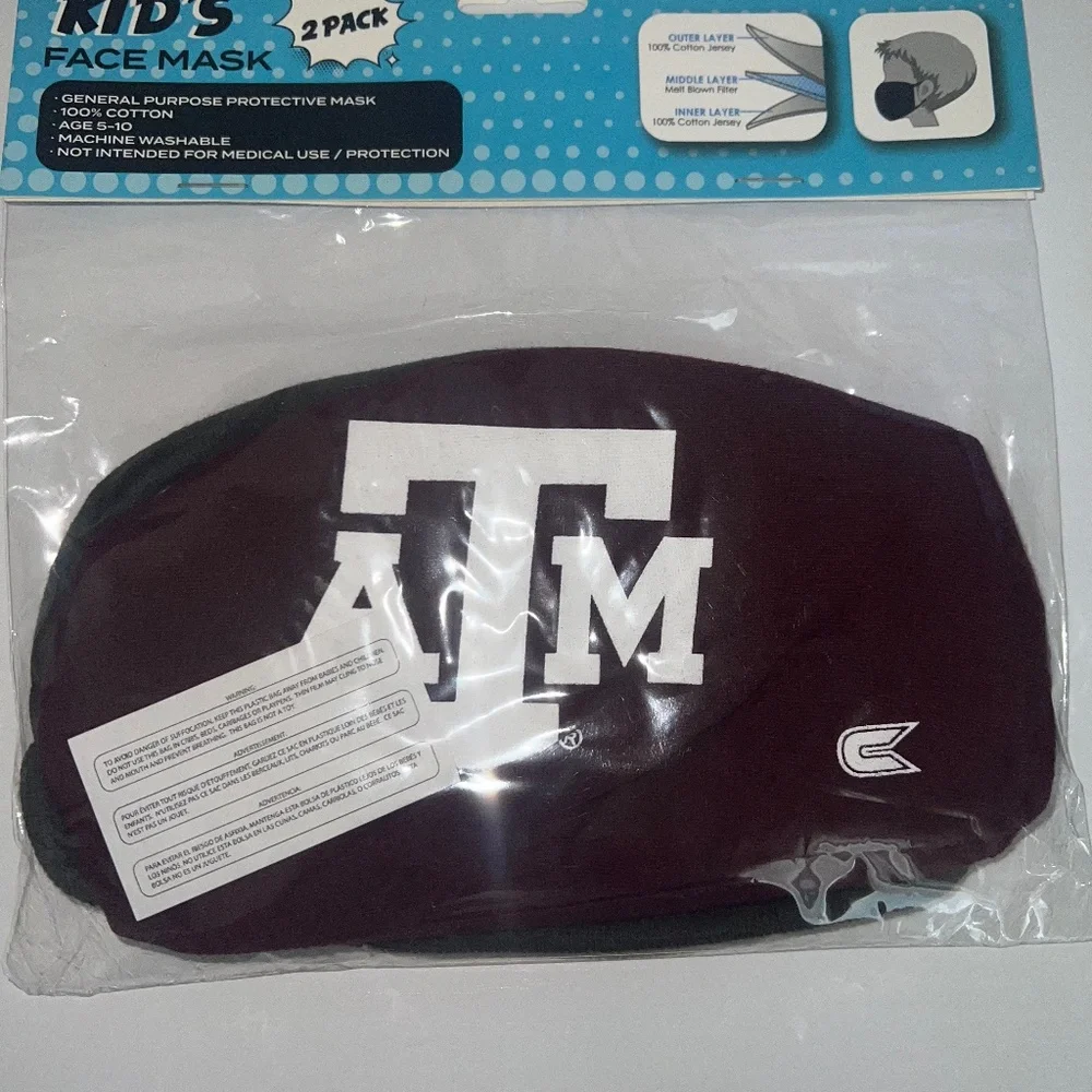 Texas A&M Kids Face Mask - 2 pack
